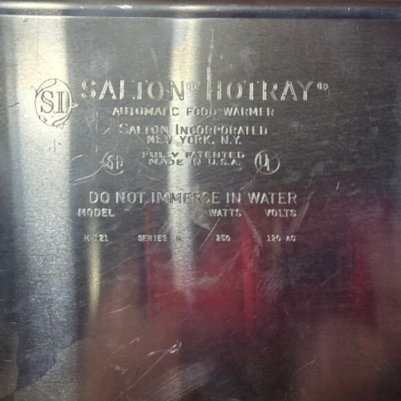 Salton Hotray "Cosmopolitan" Automatic Food Warmer MCM 250 Watts H-121 Series R - Picture 2 of 6